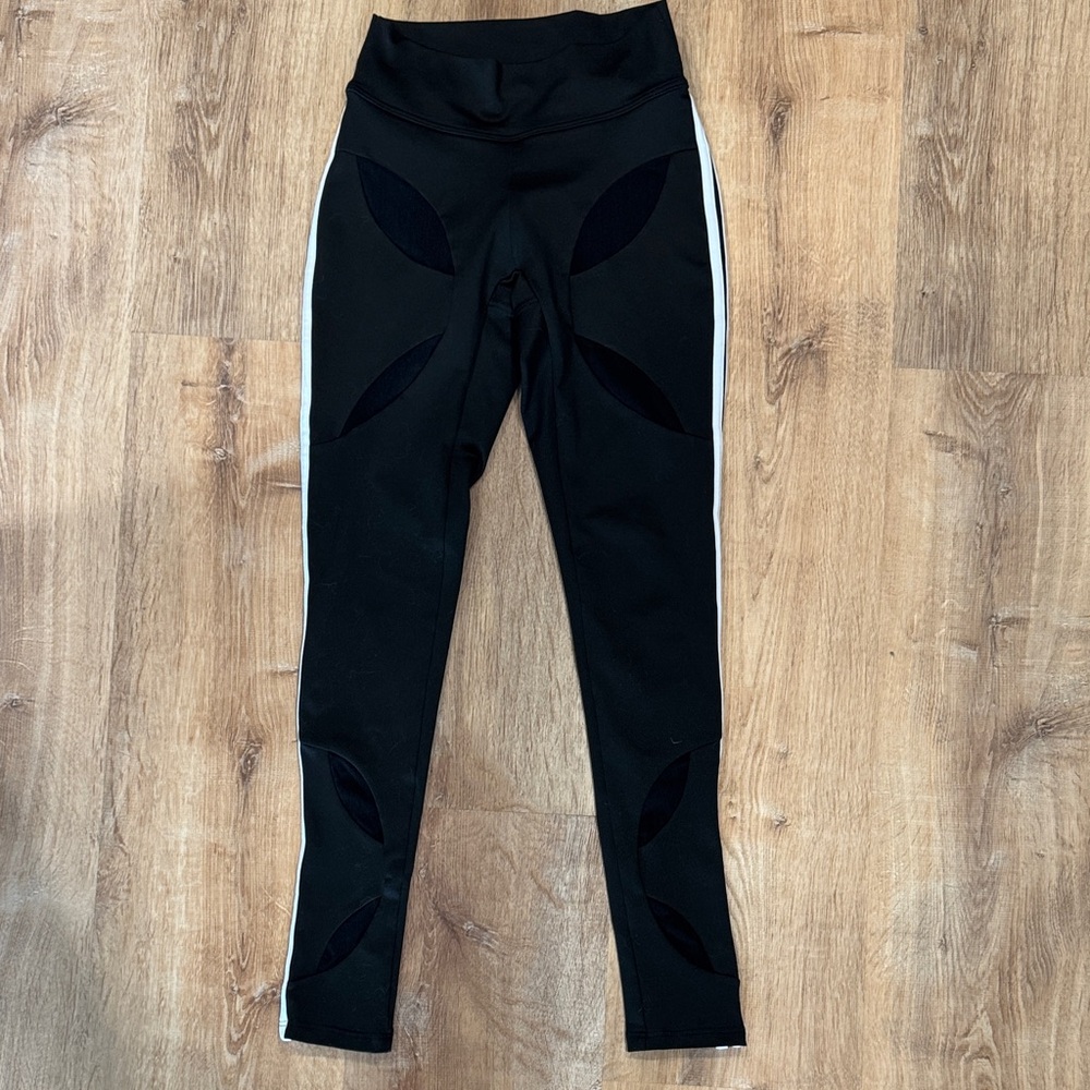 Jo and Jax XSA Black Leggings with White Stripe dance wear
